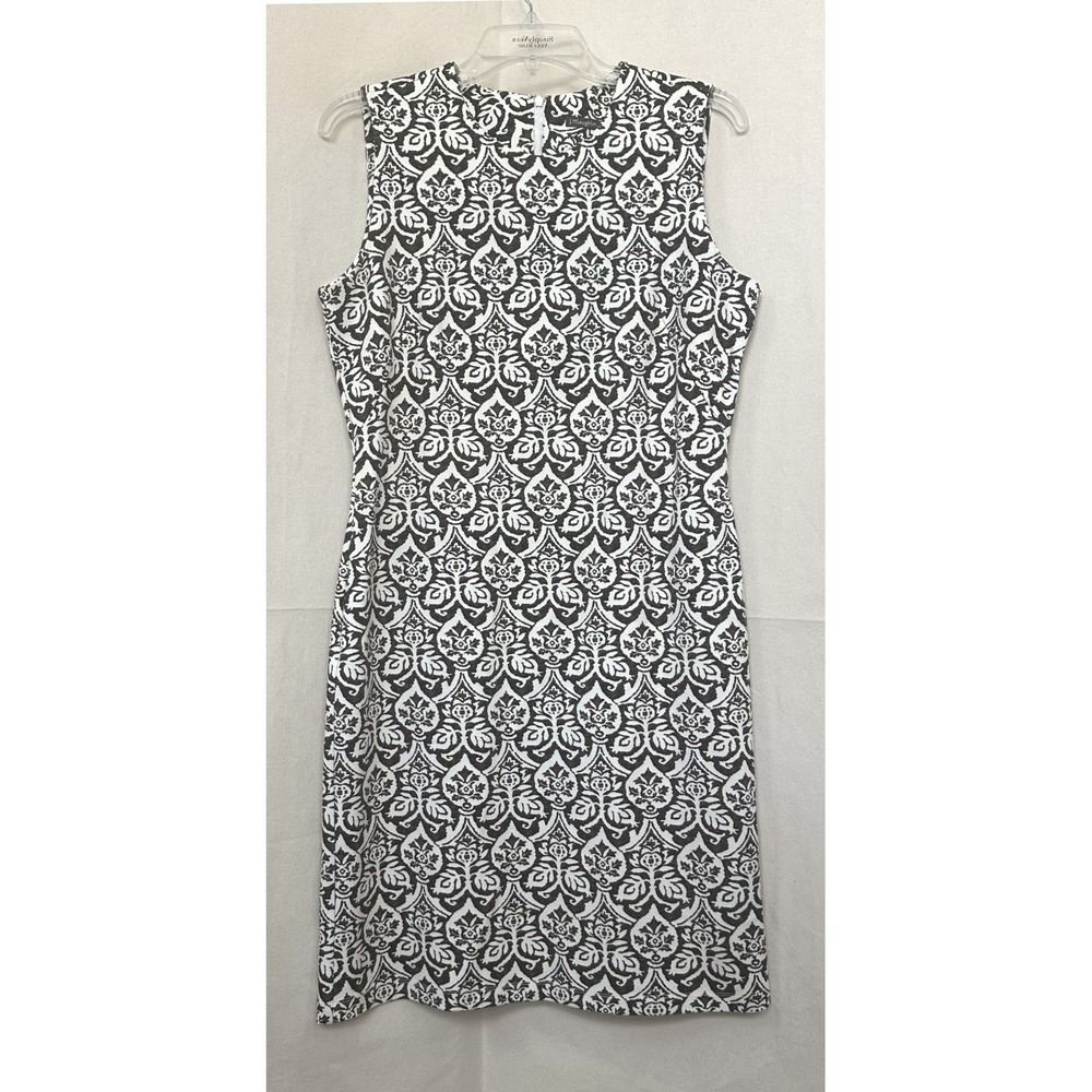 J.McLaughlin Devon Talavera Catalina‎ Cloth Brown White Damask Sheath Dress Sz M